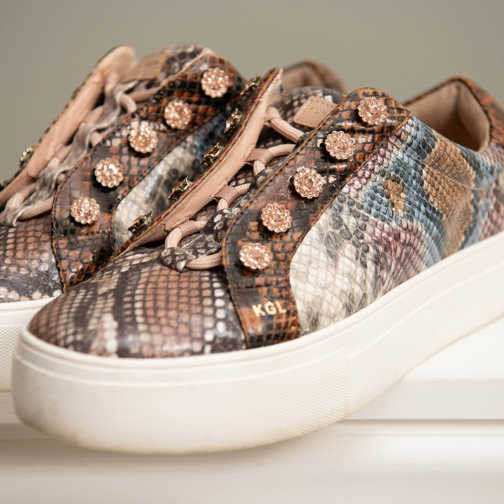 Kurt Geiger Platform Shoes Sz 7.5 Snakeskin Embellished Sparkly‎ Edgy Moody Punk